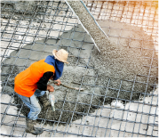 Worker reinforcing a construction slab